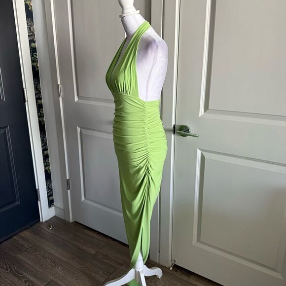 Norma Kamali Asymmetrical Green Halter Dress - Picture 7 of 10